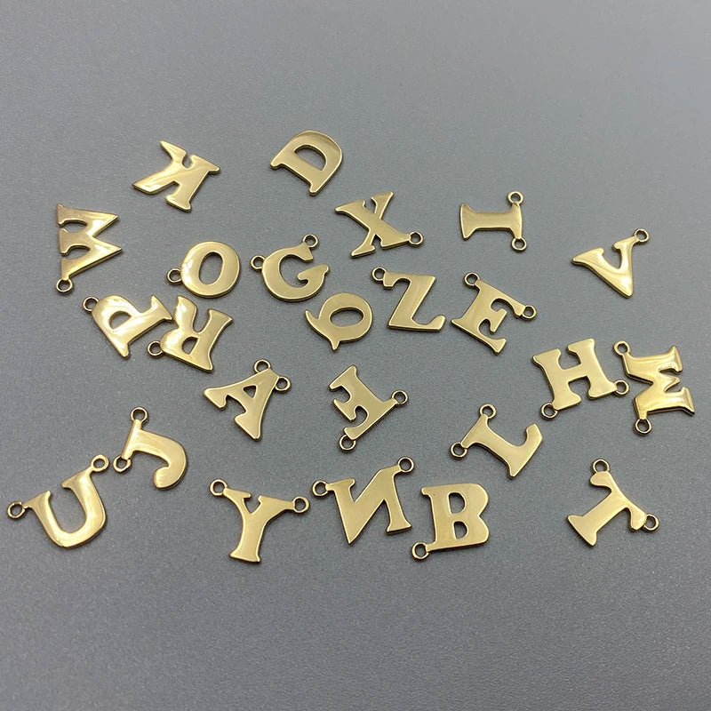 14k Gold Jewellery Making DIY Accessories Letters Pendant Au585 Bracelet Necklace Extender Chain Tail Charm Jewelry Making