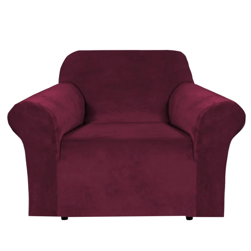 Premium Quality Rich Velvet Stretch Machine Washable Chair Cover with Arms Chair Slipcover Sofa Cover Furniture Protector