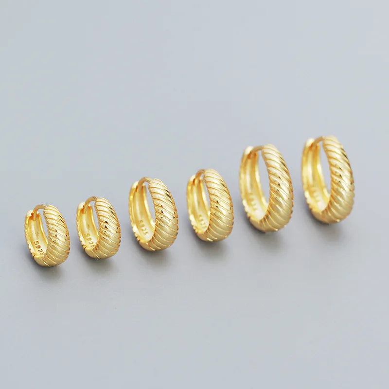 BSY0548 8mm 10mm 12mm 925 Sterling Silver Minimalist Earrings Women's Charis Chunky Gold Hoop Earrings