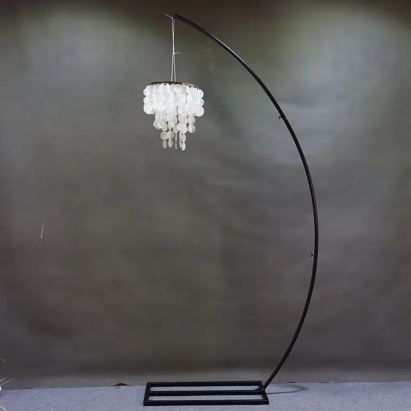Outdoor Wedding Arch Decoration Crystal Chandelier Bracket Metal Iron Semicircle Frame Stand Black White Gold 2.4m Easily