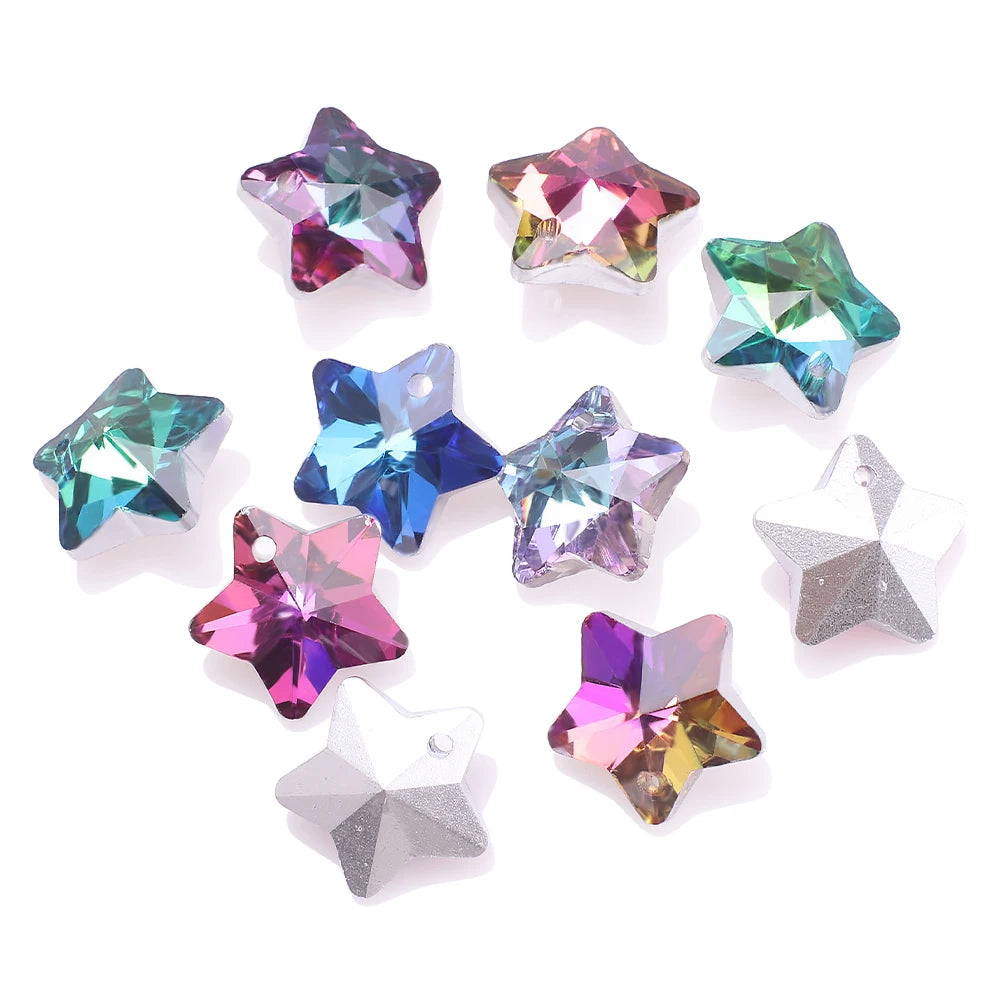 Wholesale 14MM Clear Crystal Star Fashion Earring Charms DIY Crafts Pentagram Star Pendant Glass Beads for Jewelry Making