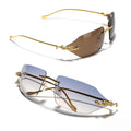 Unisex Square Sunglasses with Gold Metal Frame Y2K Fashion European American Style Personalized for Men and Women