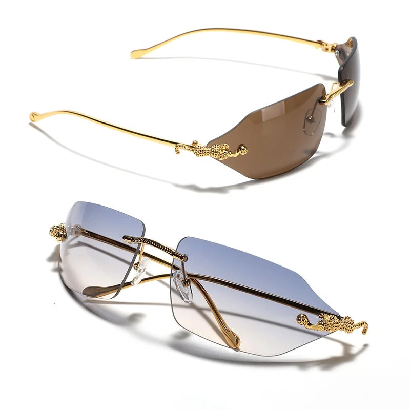 Unisex Square Sunglasses with Gold Metal Frame Y2K Fashion European American Style Personalized for Men and Women