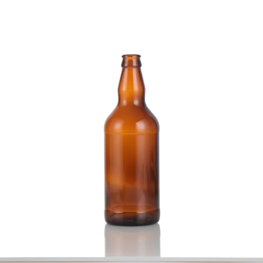 Glass Beer Bottle Amber Wholesale 330ml 500ml 750ml 1liter 1000ml Brandy Bottle Eco-friendly Glass Body Screen Printing Round ZY
