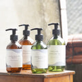 From Stock 200ml 300ml 500ml Green/Brown PET Refillable Body Pump Bottle Screen Printing for Shampoo Shower Gel Face Mask Lotion