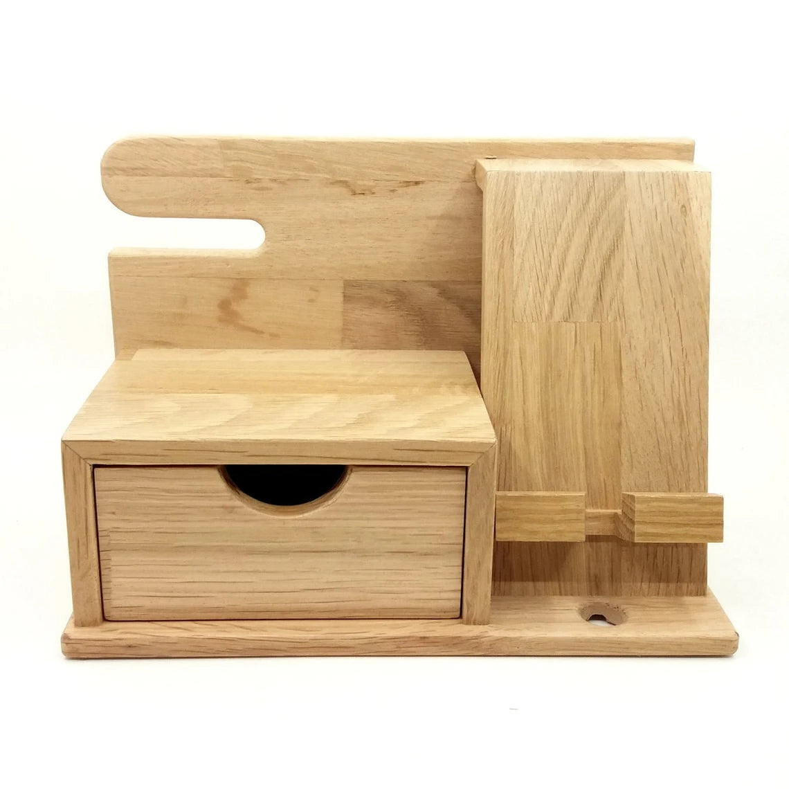 JUNJI Multifunctional Smart Wood Phone Docking Station Ash Solid Key Wallet Watch Holder Organizer