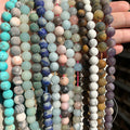 Matte Frosted 6/8/10MM Natural Tiger Eye Lapis Lazuli Opal Turquoise Beads for Jewelry DIY Round Stone Beads
