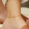 2022 Trendy 18K Gold Plated Stainless Steel Dainty Classic Beads Chain Anklets for Women Jewelry