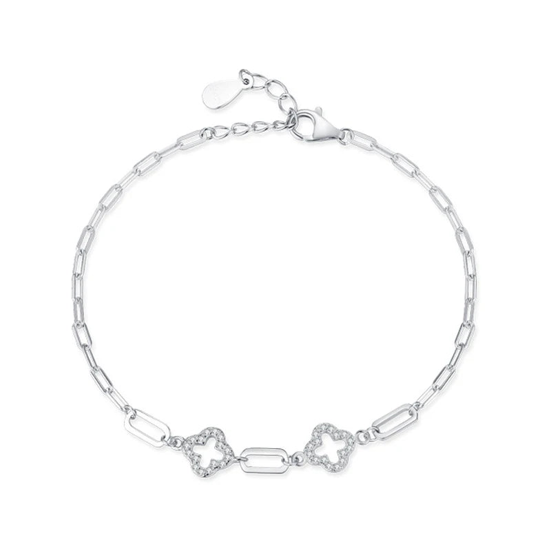 SL1673 Romantic Flower Bracelet Real S925 Sterling Silver Adjustable Chain Bracelets Fashion Shiny Crystal Wedding Lady Jewelry MegaBDM