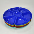 1 Pcs Eco-Friendly PP Plastic Round Divided Serving Trays with Compartments for Snacks Appetizers Dips