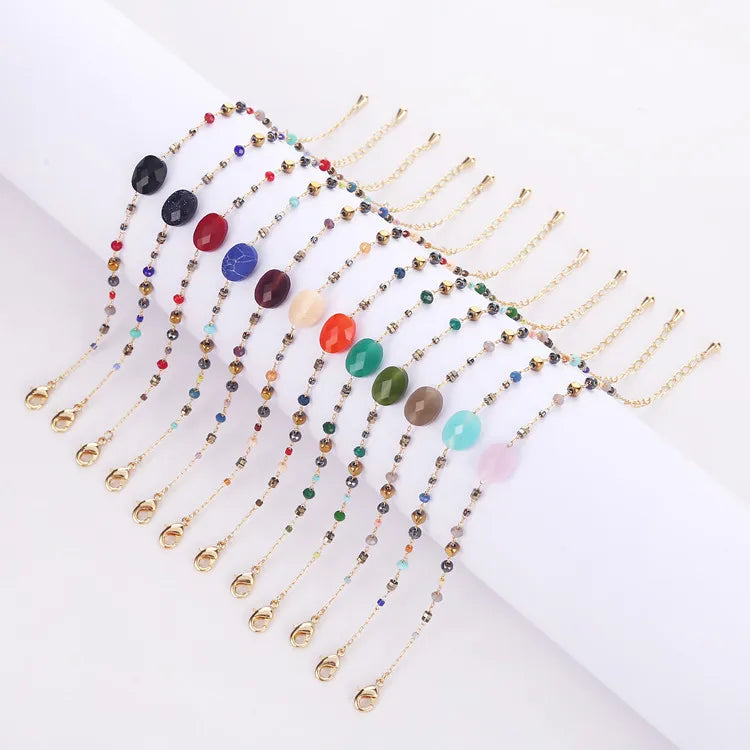 New Fashion Stone Agate Beaded Crystal Chain Bracelet Colorful Jewelry Bracelet Gift for Women