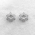 Sterling Silver 4*4mm Semi Mount Stud Earrings Empty Frame Support Blank Setting S925 Base Without Center Stone for DIY Inlay