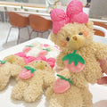 Kawaii Bow Strawberry Bear Plush Doll Cartoon Stuffed Bowknot Bear Keychain Backpack Pendant Plush Charm Toys for Girls Gifts