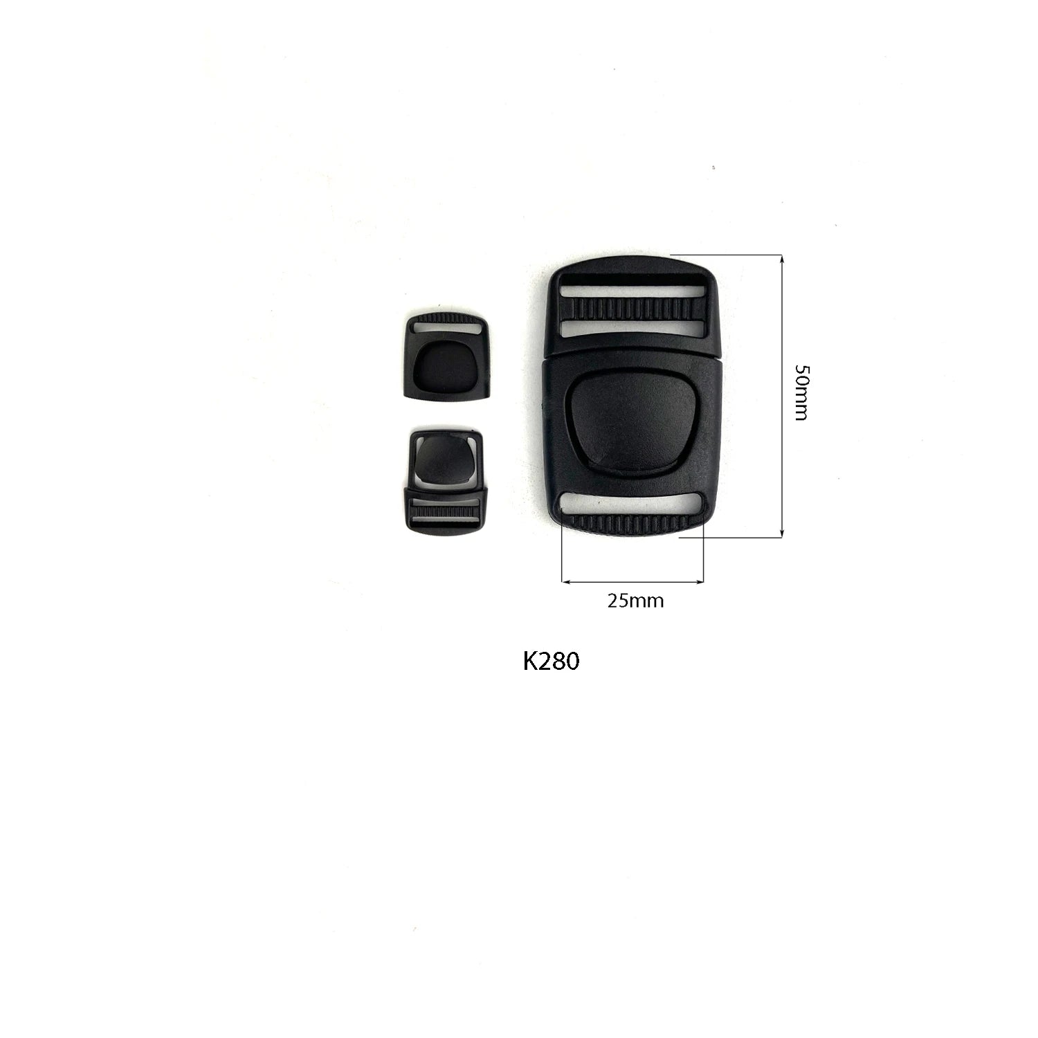Custom Logo Side Release Buckle New Design Black Bag Parts with Double Belt Adjuster Vintage Style Strong Waterproof 25 mm Size