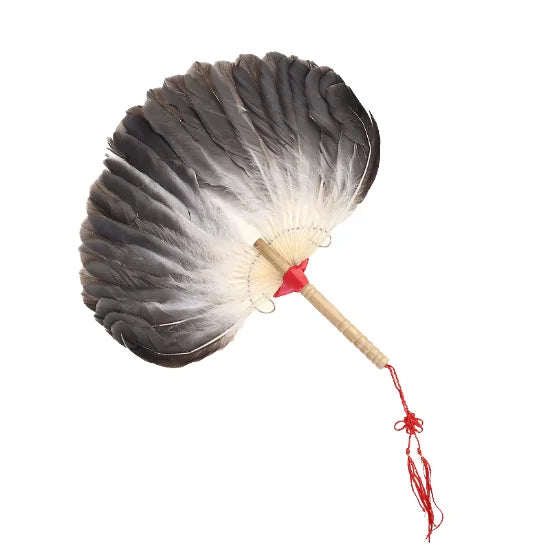 Wholesale Hot Selling Dyed African Handmade Vintage Crafts Wooden Handle Goose Feather Fan Home Decor Costume Party Wedding