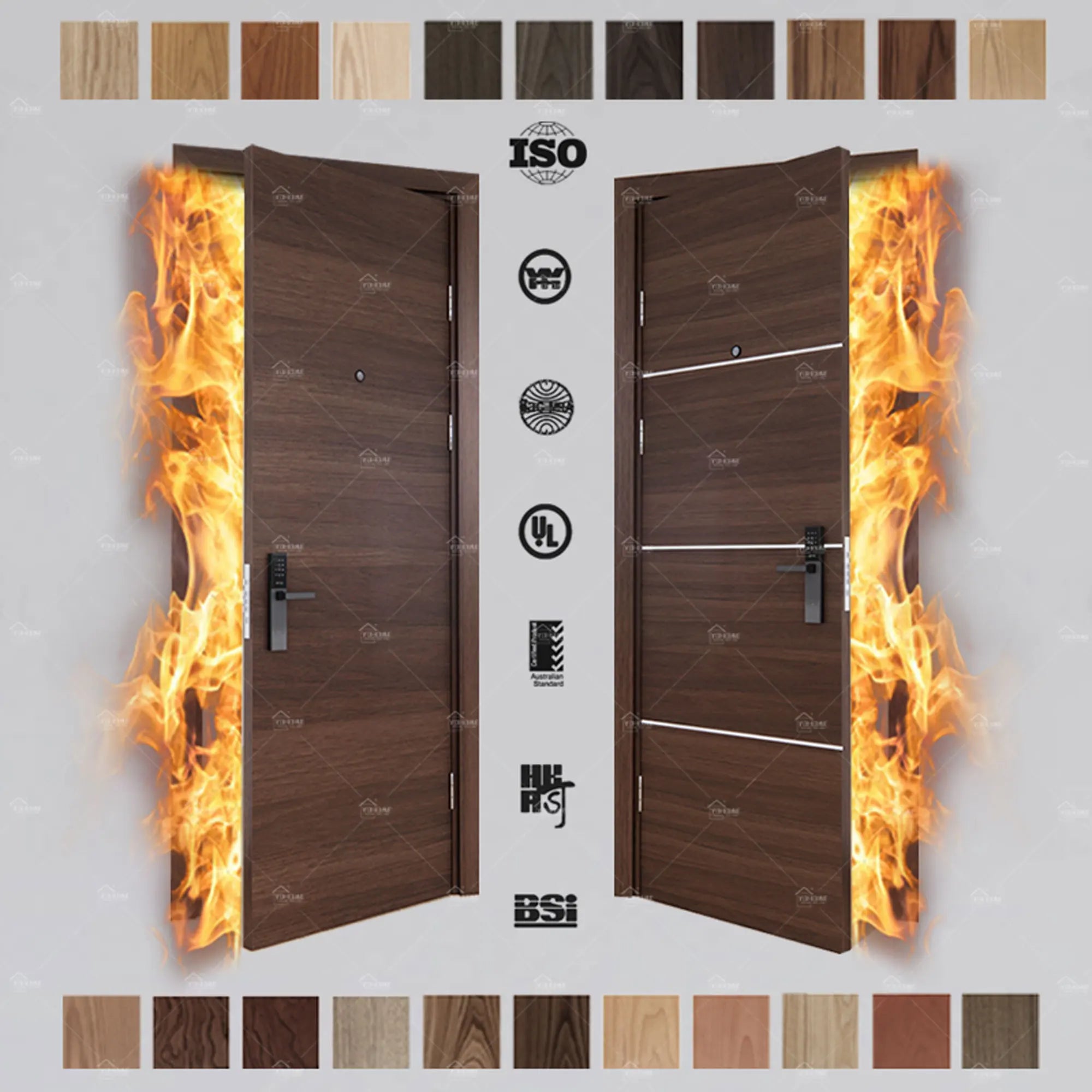 AS EN WH Standard Custom Internal Door Hotel Apartment Fire Door Soundproof Fd30 Wooden Internal Fire Rated Door
