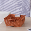 Handmade Durable PP Plastic Rattan Storage Basket Woven Bins for Kitchen & Living Room Organization