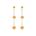N&S 18K Stainless Steel Round Bead Pendant Stud Earrings Geometric Trendy Style with Three Sizes for Gift