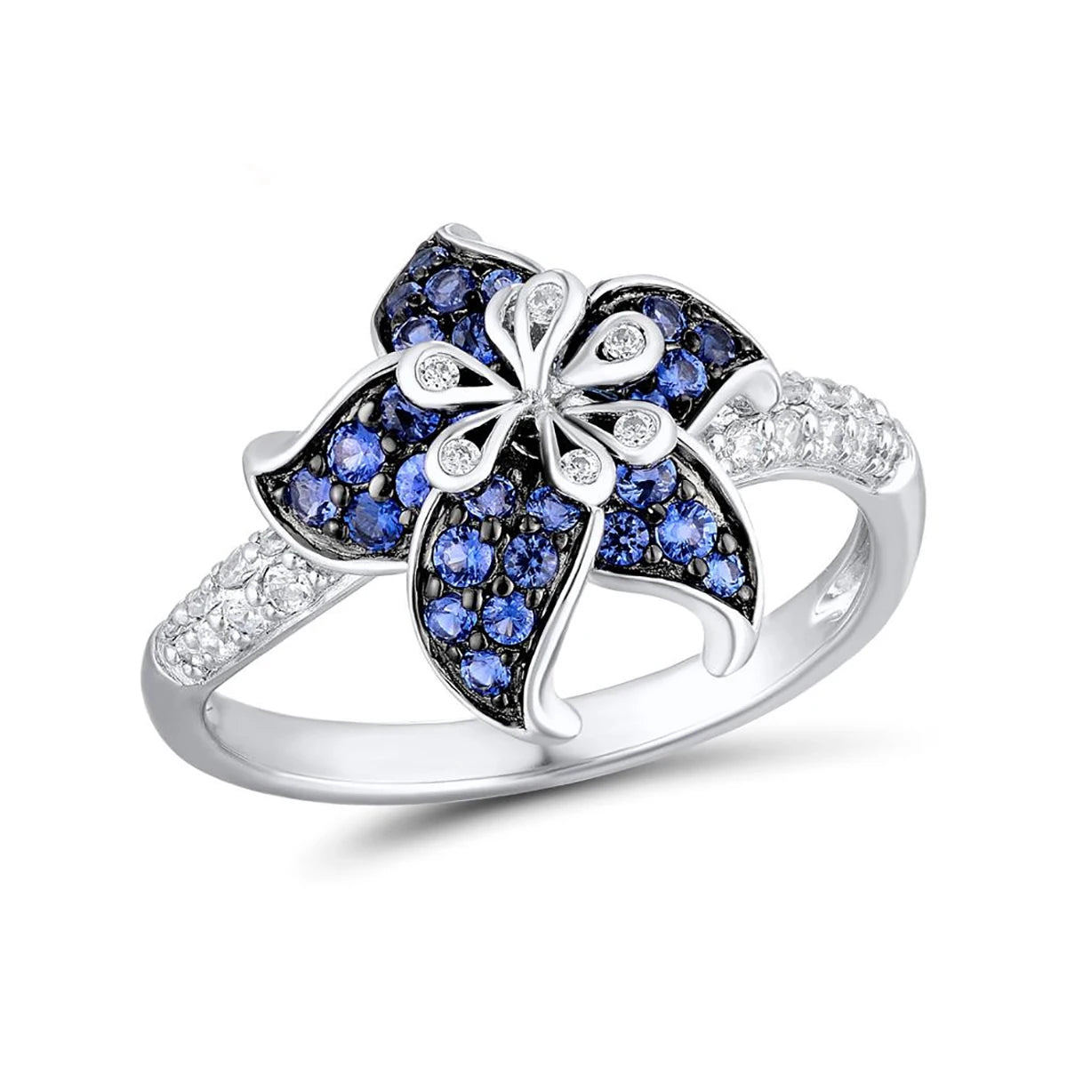 CAOSHI Fashion Silver Wedding Rings for Women Unique Cubic Zirconia Engagement Ring Flower Silver Ring