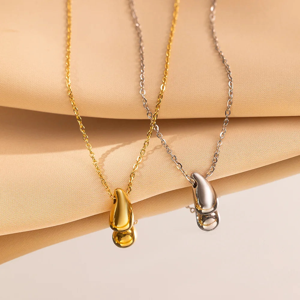 Non Tarnish Waterproof 18k Gold Silver Plated Stainless Steel Waterdrop Necklace Fine Fashion Jewelry Necklaces for Women