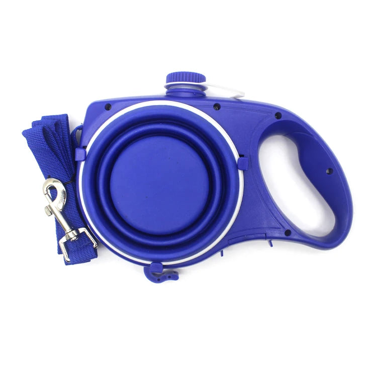 Outdoor Travel Portable Carry Walking Running Leads Durable Automatic Retractable Nylon Rope Pet Dog Leash With Water Bottle