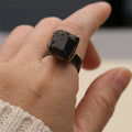 Raw Crystal Rhinestone Gemstone Ring for Men Vintage Fashion Jewelry Handmade Gifts