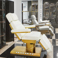 Facial Bed Beauty Salon Furniture Golden Base Spa Lash Tattoo Bed Massage Table Built-in Foot Control Electric Massage Bed