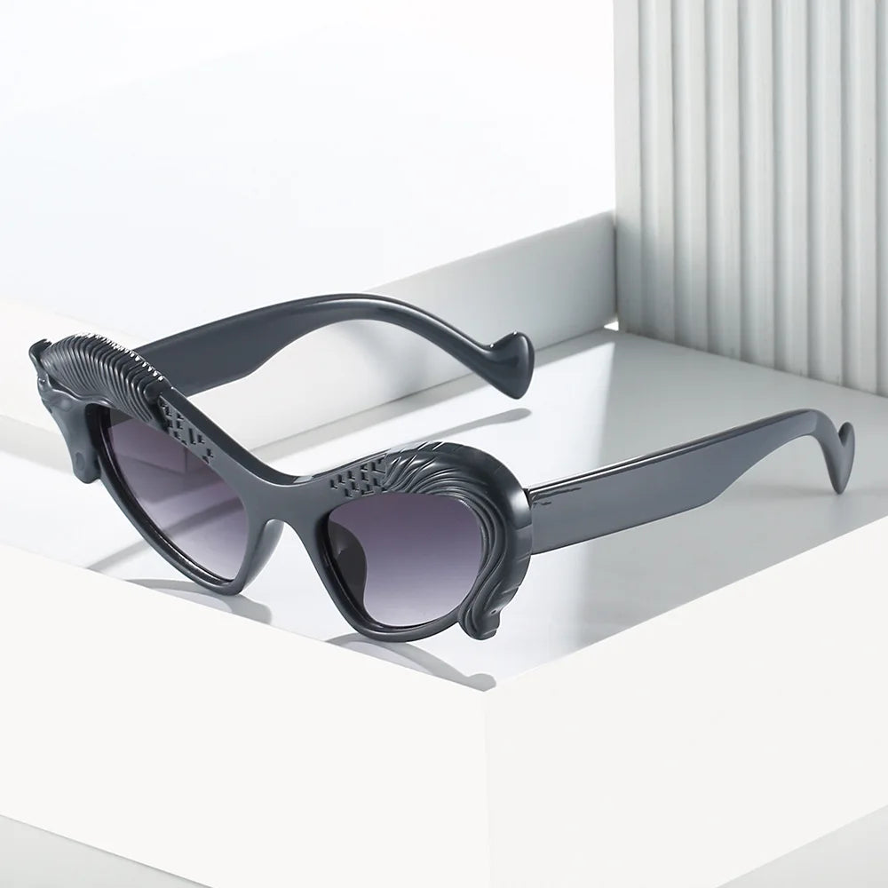 2023 New Cat Eye Sunglasses Personalized Ins Animal Horse Elements Quirky Fashion Gift Sunglasses