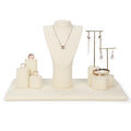 Jinsky Manufacturer Jewelry Display Stand Cases Beige Microfiber Jewelry Display Set Luxury Ring Holder Earring Stands