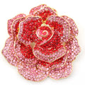 Fashion Crystal Sparkly Rhinestone Rose Flower Brooch Pin for Wedding Engagement Children's Jewelry Decoration Gold Plated