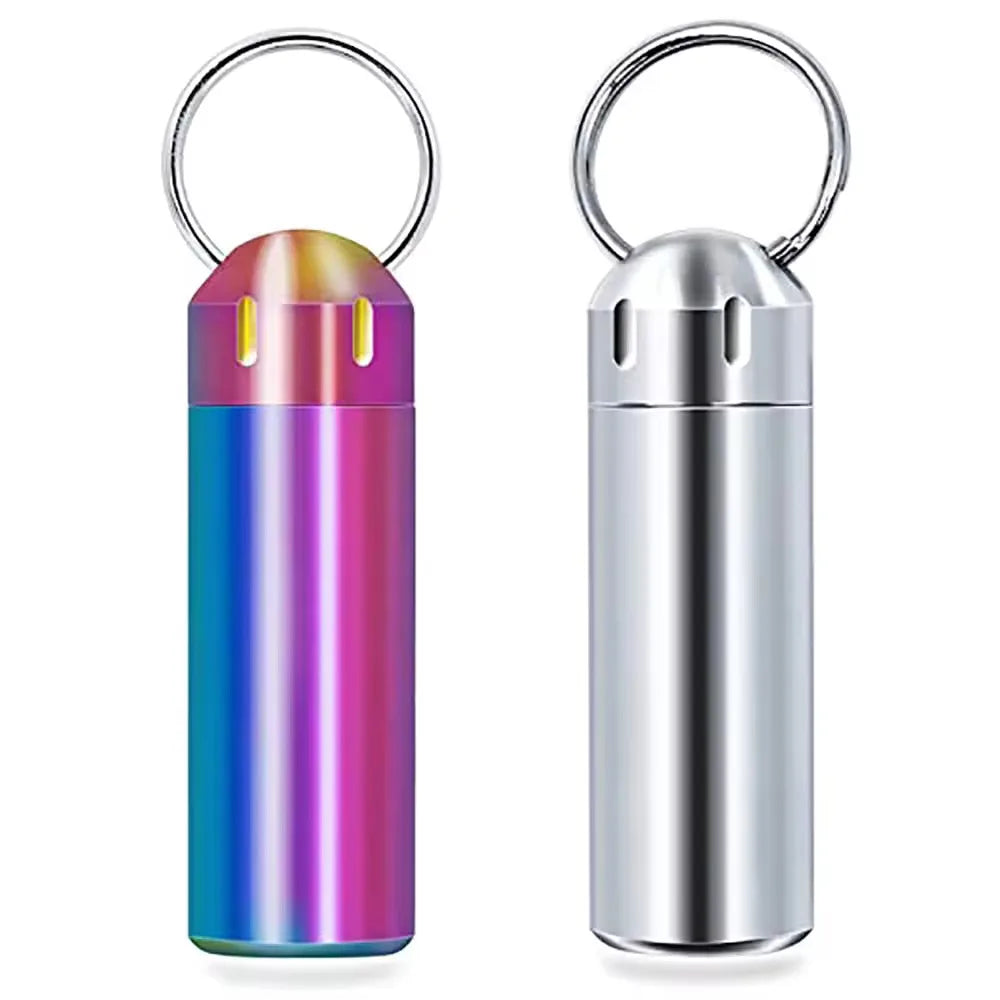 Custom Waterproof Stainless Steel Dispensers Necklace Case Metal Keychain Pill Box