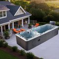 Hot Sale Outdoor Freestanding Swim Spa Dual Zone with Hot Tub Above Ground Endless Swimming Pool with TV