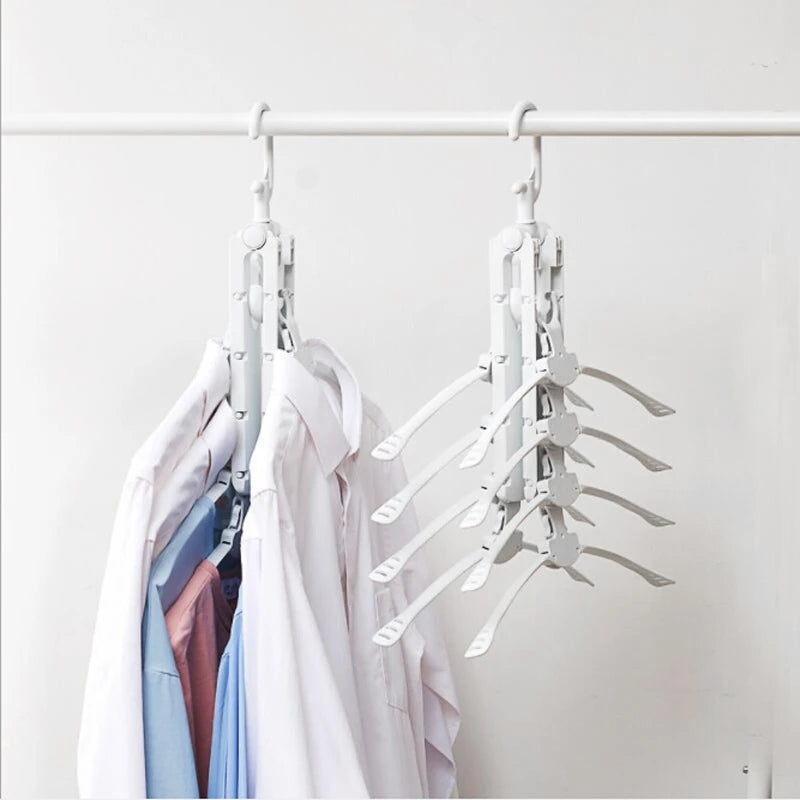 Factory Wholesale Multifunctional Space Saving Clothes Rack Non slip 8 in 1 Foldable Plastic Magic Hangers