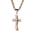 Wholesale Cross Charm Pendant 3 Layer Crucifix Pendant Necklace Stainless Steel Cheap Gold Cross Pendant for Family Jewelry
