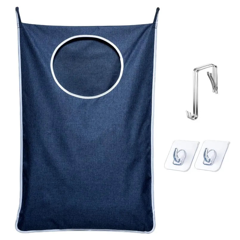 XX-Large Hanging Laundry Hamper with Over Door Hooks Factory Adhesive Delivery Bag Foldable Space-Saving Design