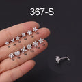 Crystal Flower Nose Stud L Shape Stainless Steel Cz Heart Nose Ring and Stud Butterfly Nose Ring Real Piercing Jewelry Lot