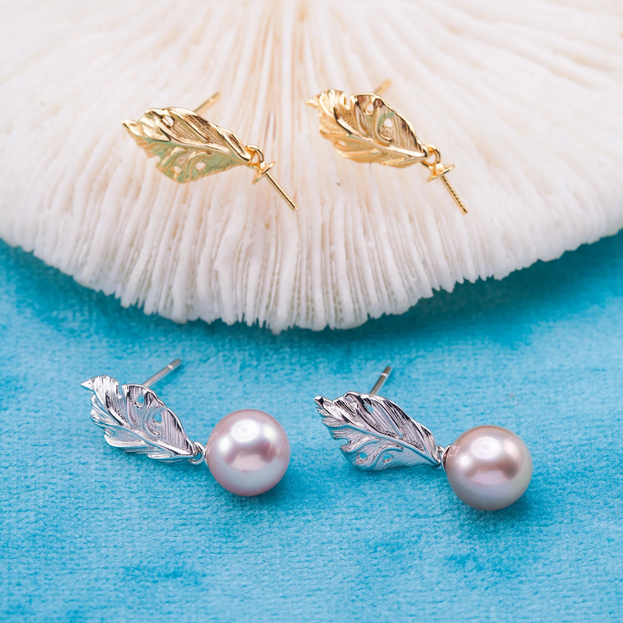 E010913 S925 Pearl Earring 925 Sterling Silver DIY 7-8mm Natural Freshwater Pearl Stud Earring for Women