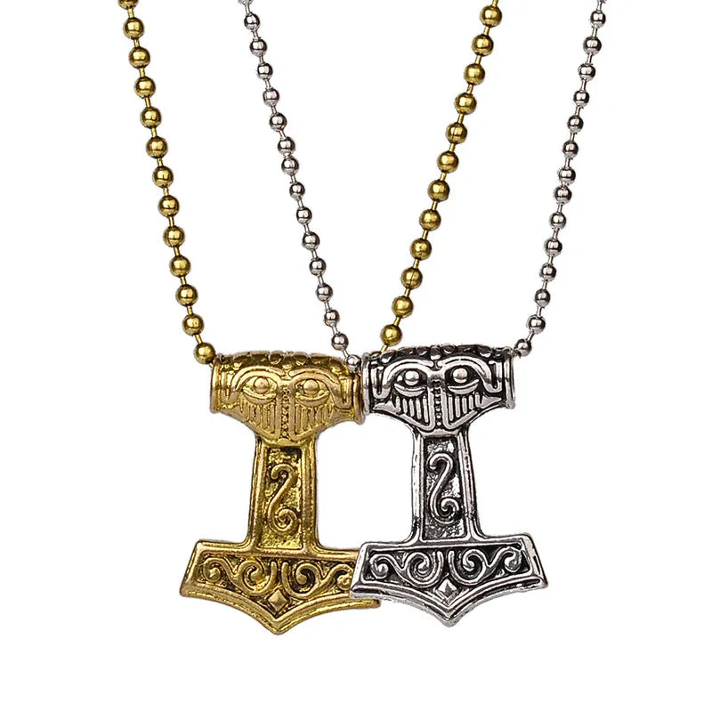 Viking Raven Pendant Raven Necklace Nordic Steel Viking Thor Hammer Pendant Mjolnir Necklace