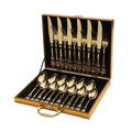 Royal Silverware Cutleri Set Gold Luxury Cutlery A12 Unique Good Stainless Steel Metal Party Laser Logo Customizable 24 Piece
