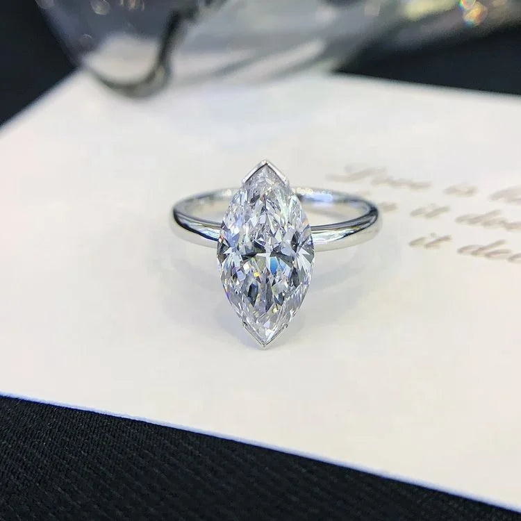 Ruyi 3 Carat Marquise Cut Engagement Ring 18k  Promise Solitaire Ring Diamond Marquise Wedding Rings