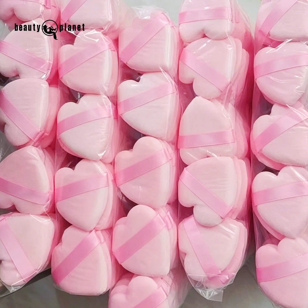 Beauty Planet Makeup Sponge Custom logo Soft Blush Makeup Cotton Powder Puff Customized Velvet Heart Sponge Powder Sponge Puff