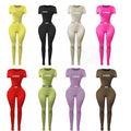 Custom 2 Piece Loungewear Set Women Tracksuit Cotton Soild T Shirts and Legging Two Piece Lounge Wear Set