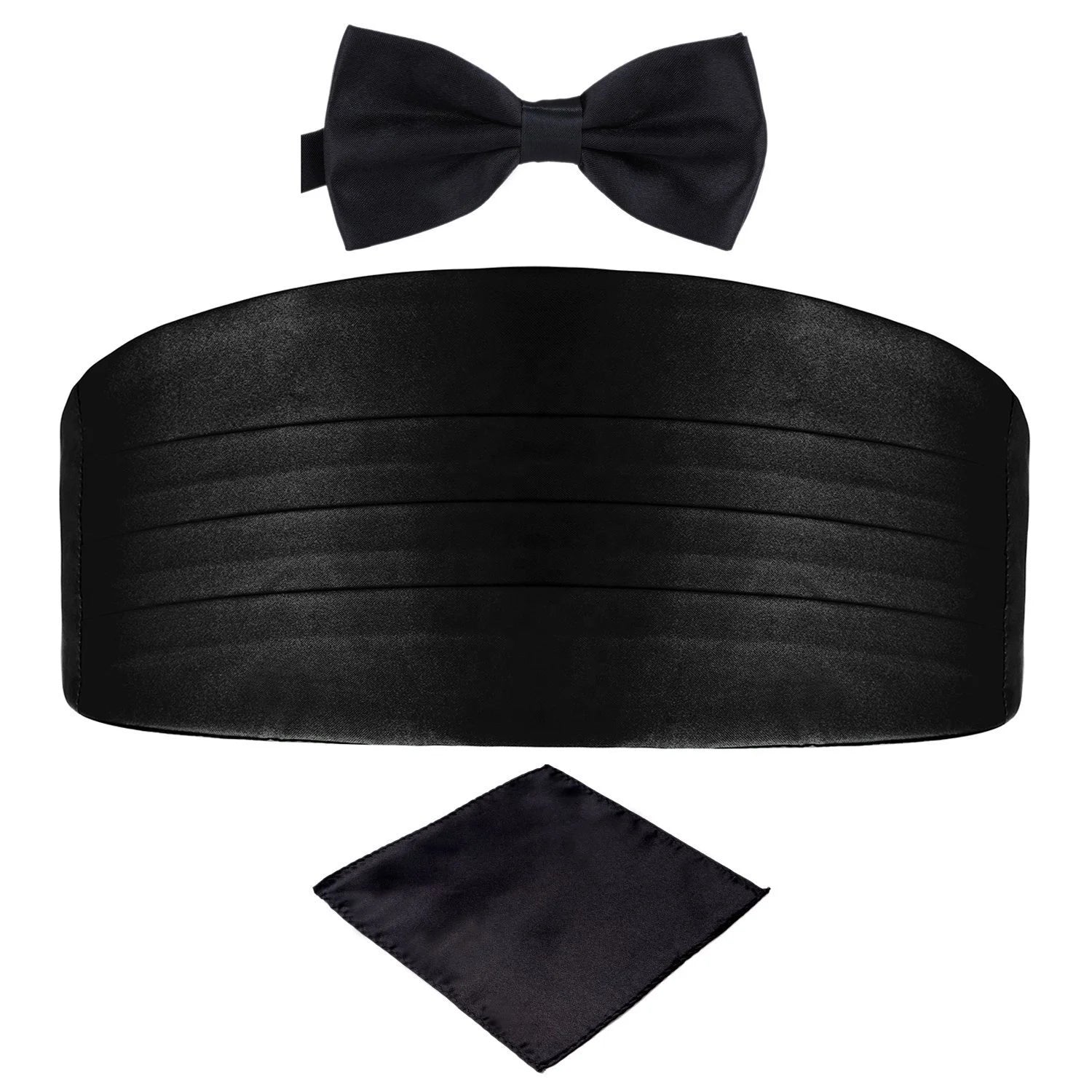 Vintage Polyester Cummerbund and Bow Tie Set with Plate Buckle Length 80
