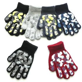 MIO Children Winter Magic Gloves Outdoor Anti-skid Camouflage Print PVC Gloves Stretchy Warm Knitted Gloves for 5-11 Years Kids
