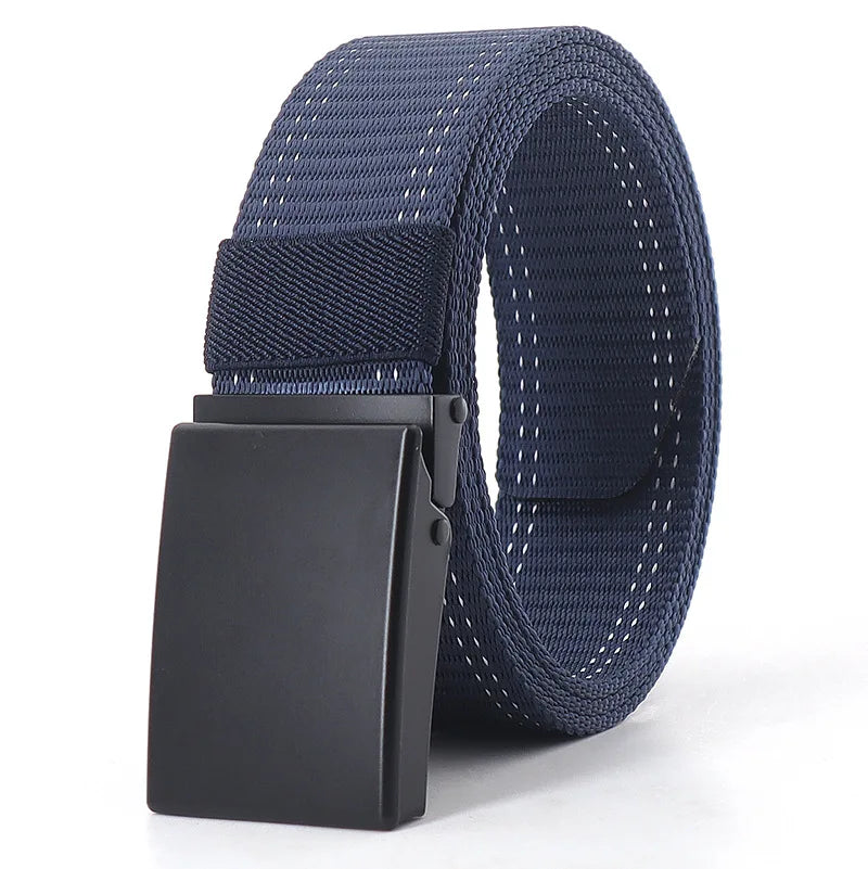 Alloy Smooth Buckle Fashion Couple Jumper Belt Men's Casual Canvas Seam Outdoor OEM Tactics Customizable Logo Flying Art Durable