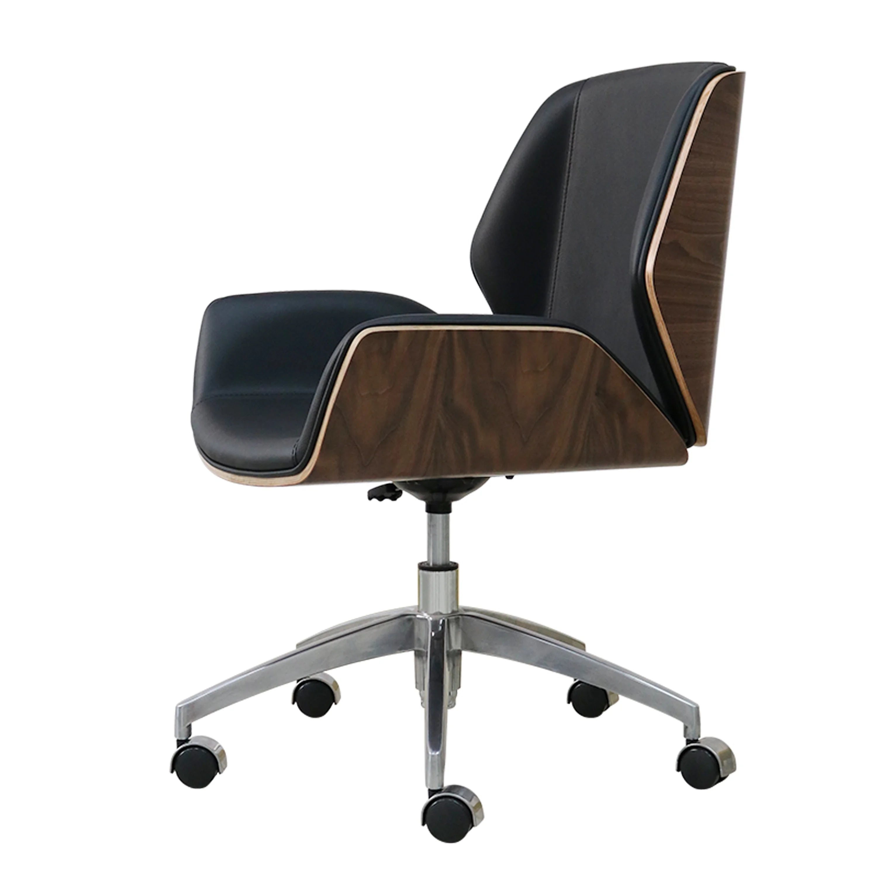 PU Leather Swivel Office Chairs Adjustable Height Home Office Low Price Bentwood Contemporary Design Aluminum Alloy Base Nylon