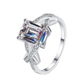 Real 3Carat Sparkling Moissanite Ring Emerald Cut 925 Sterling Silver 18K White Gold Plated Fine Jewelry Rings for Women