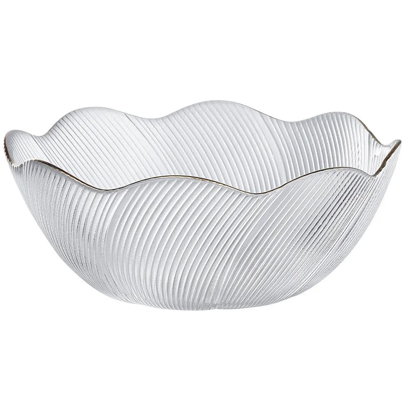 Wholesale Creative household gold rim simple vegetable glass Dinnerware glass fruit bowl