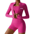 Fashion Long-sleeved Gym Sets 3 Piece Short Yoga Set Fitness Women 2023 With Jacket for Women