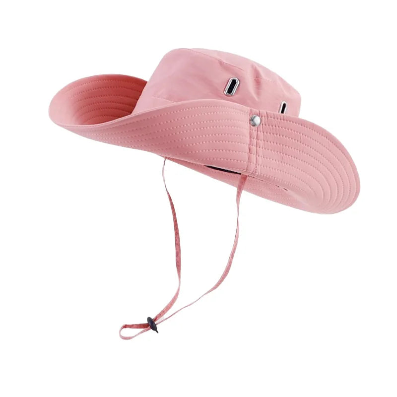 Men Women Canvas Casual Wide Brim Blank Fisherman sunshade hat Solid Color Fashionable Streetwear Bucket Hat pink Cow Boy Hats
